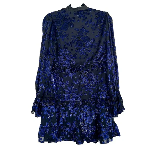 Alice + Olivia Moranne Ruffled Tiered Mini Dress in Midnight Blue NWT - Picture 7 of 10